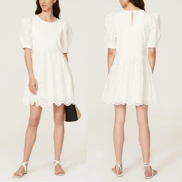 Peter Som Collective Rent the Runway White Combo Eyelet Dress Mini Sz 6 $360 - Picture 11 of 11